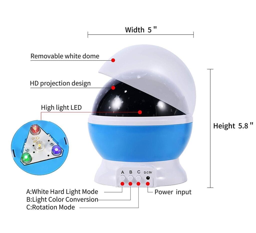 Night light lamp size & features